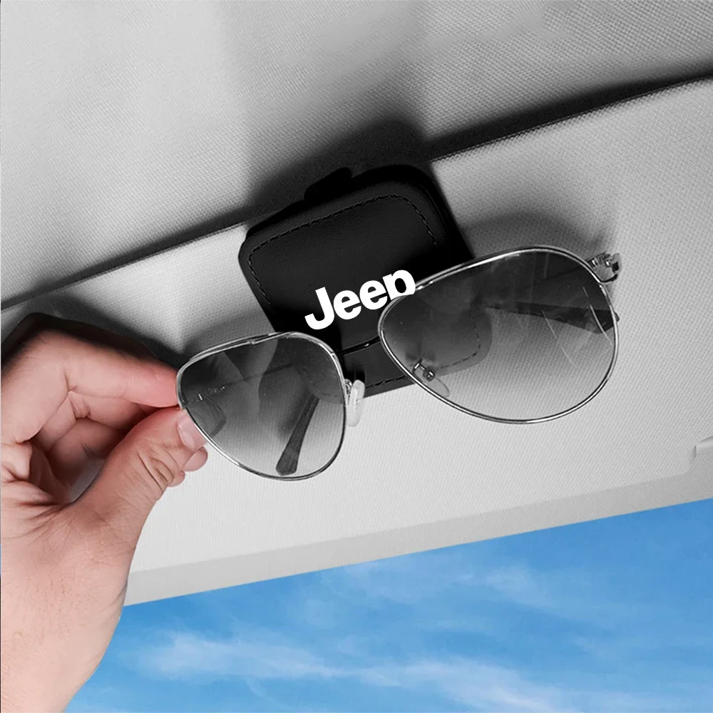 

PU Leather Magnetic Car Glasses Holder Sun Visor Clip Eyeglass Mount Car Interior Accessories For Jeep Grand Cherokee Wrangler C