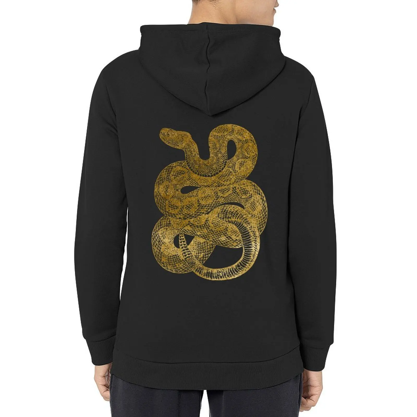 

Gold Rattlesnake Engraving gift for Snake Owner Hoodie mens clothes fashion men aesthetic clothing graphic hoodie