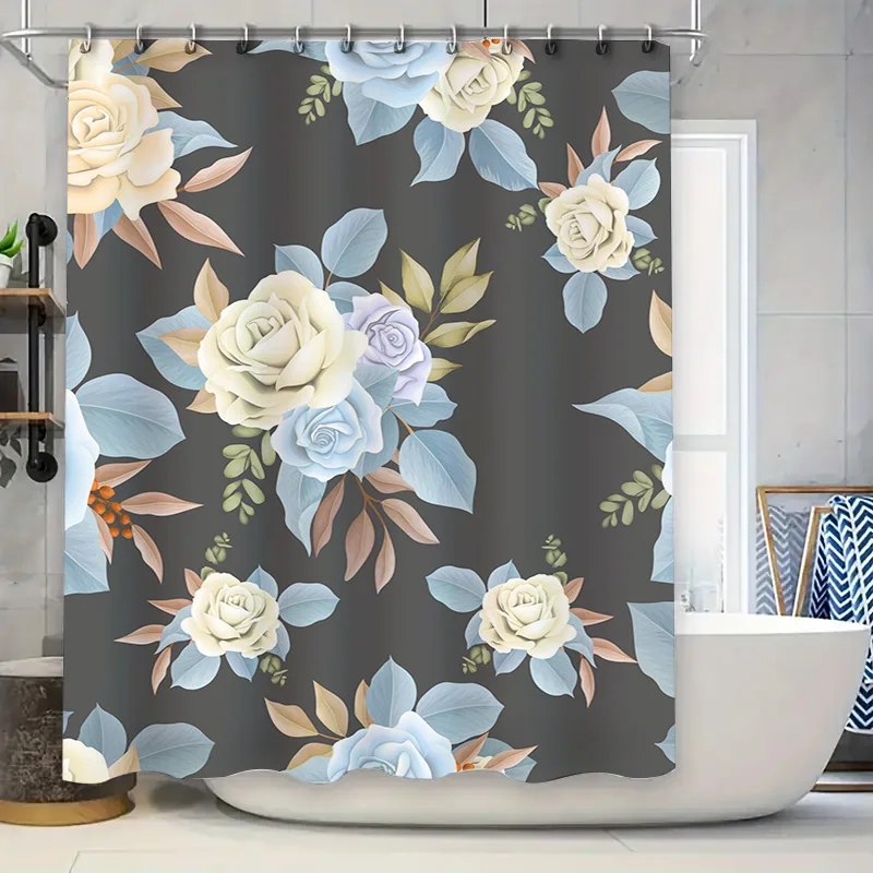 

Luxury Floral Shower Curtains Modern Waterproof Bath Mats Decorative Bathroom Set for Home Decoration Various Sizes Available