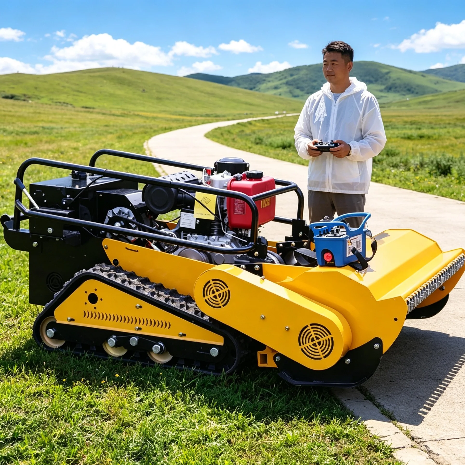 Customized 800SPro intelligent robot lawn mower with reliable single‑cylinder four‑stroke engine, industrial wireless control