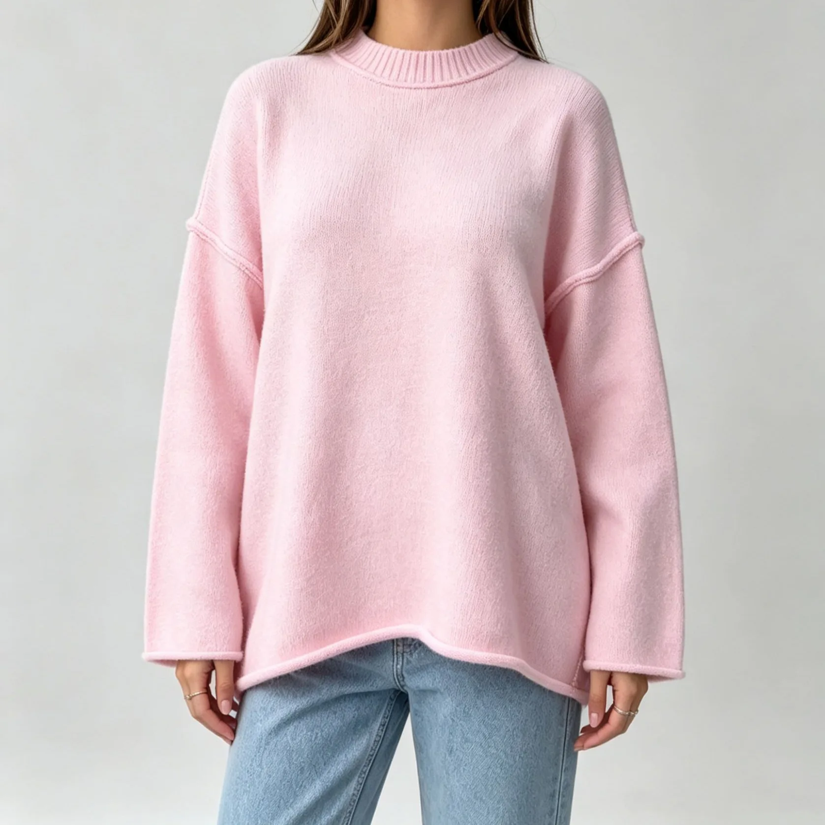 New Vintage Women Sweaters Candy Color Lantern Sleeve Korean Fashion Oversized Knit Pullovers Solid Basic Top Autumn Winter