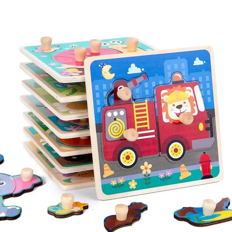 Baby Puzzle Montessori Educational Toys Wood 3D Puzzle Games Children Puzzles Jigsaw Wooden Peg Puzzles For Kids 2 3 4 5 6 Years