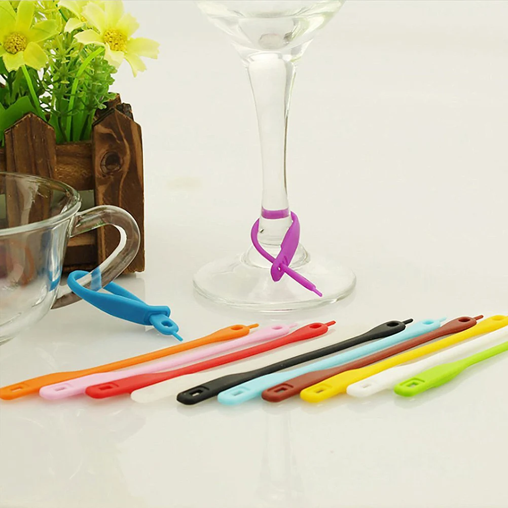 

12 Pcs Silicone Drink Markers for Glass Beer Mug Party Weddings Home Bar Gatherings Wineglass Charm Strip Tag