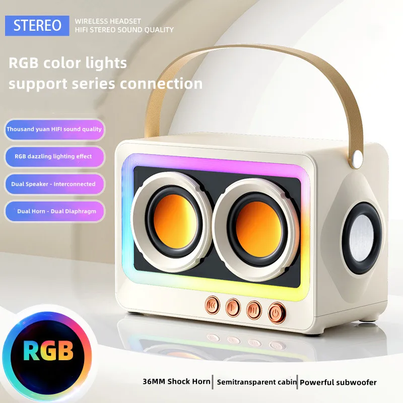 Outdoor Portable Bluetooth Speaker Wireless Mini Home High Sound Quality Flowing and colorful RGB Subwoofer Caixa De Som