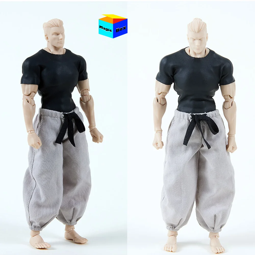 1/12 Scale Male Soldier Cosplay Solid Color T-shirt Short Sleeve Loose Wide Leg Pants Uniform Suit For 6