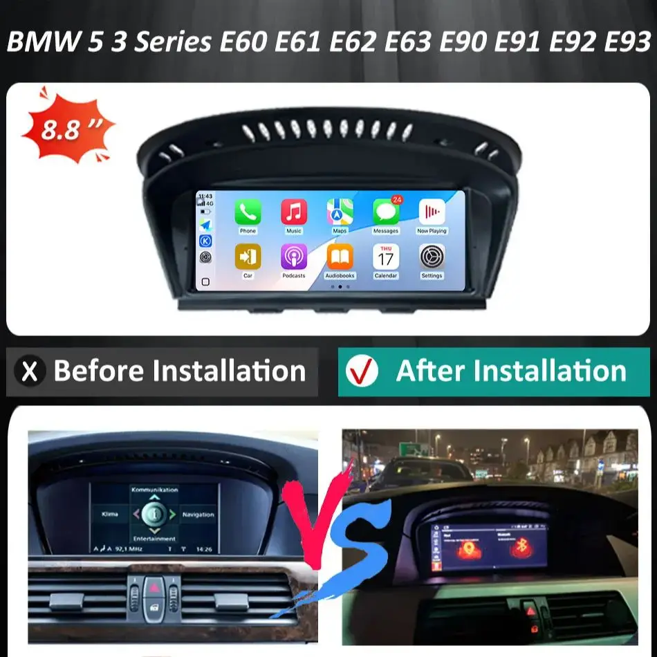 Wireless CarPlay Android 16 Car Multimedia Radio For BMW 5 3 Series E60 E61 E62 E63 E90 E91 E92 E93 CCC CIC GPS WIFI Wired Auto view 6