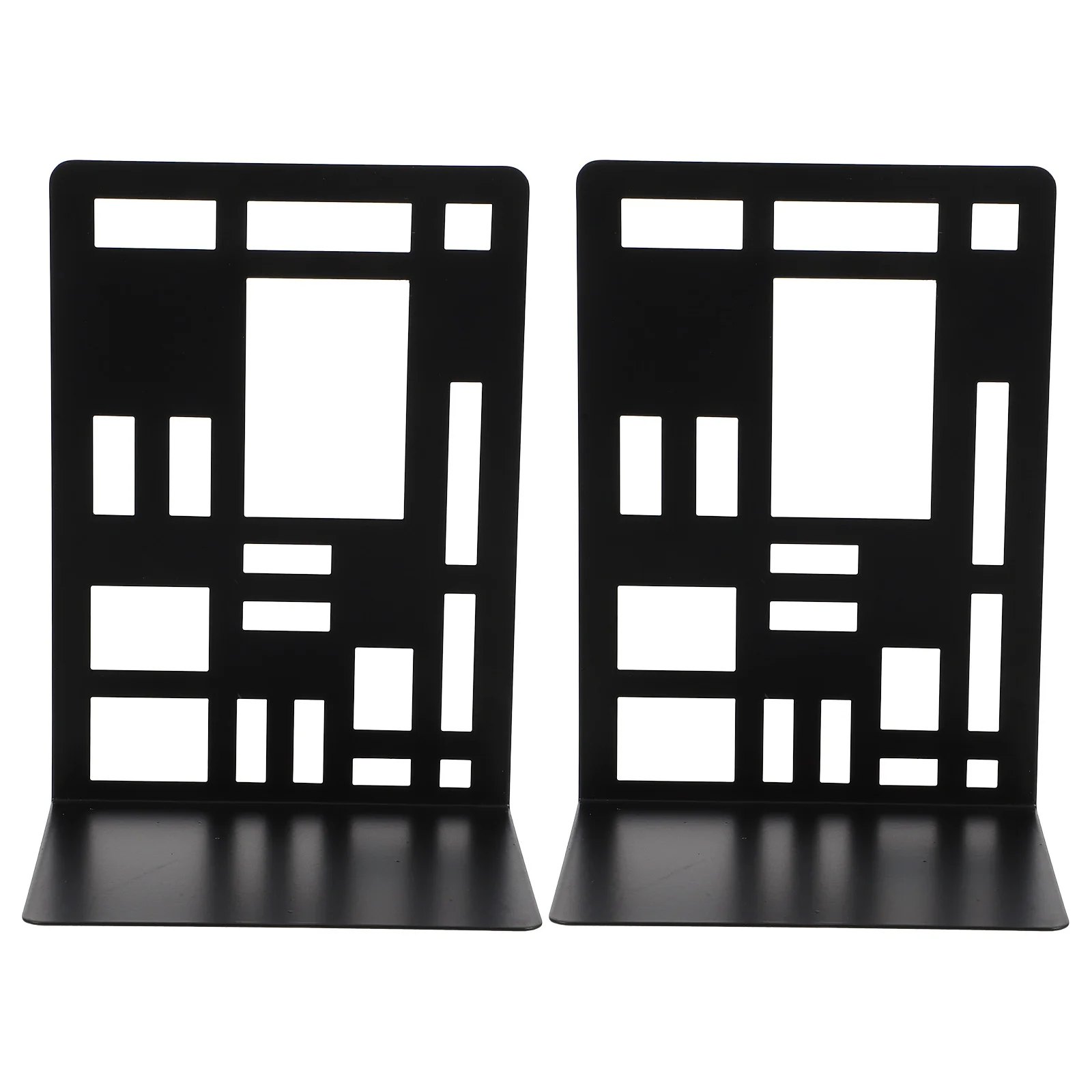 

2 Pcs Geometric Book Stand End Decorative Holders Bookshelf Bookend Iron Table Ends Student Accessories