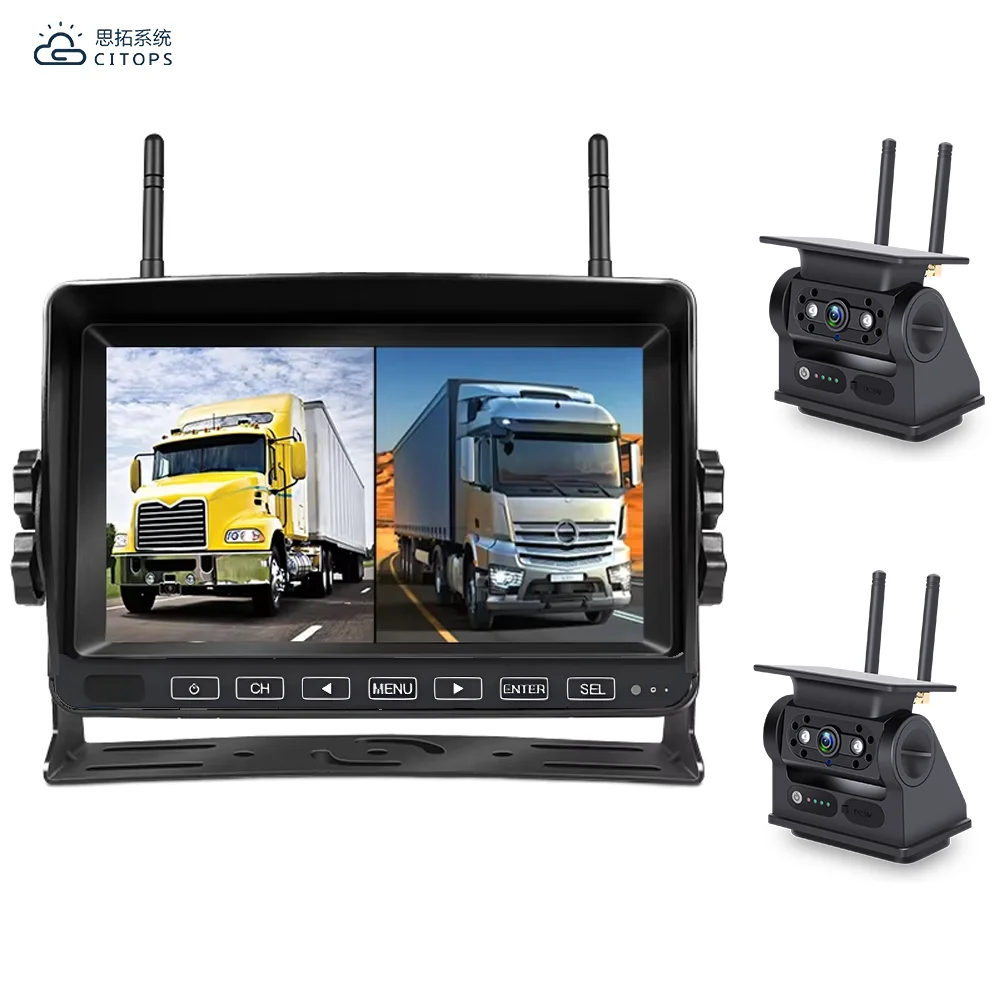 HD 1080P 7 Inch with 1pcs RV Backup Camera Wireless BSD System Wide View Rear View Camera for Trailer Camper Truck