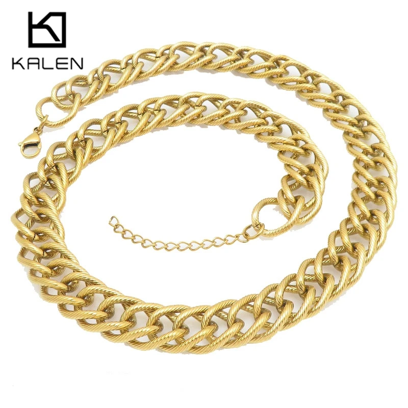 Kalen 16mm Twisted Cable Chain Necklace for Men  Stainless Steel Women's Larger Choker Rock Biker Party Jewelry Chunky Accessory