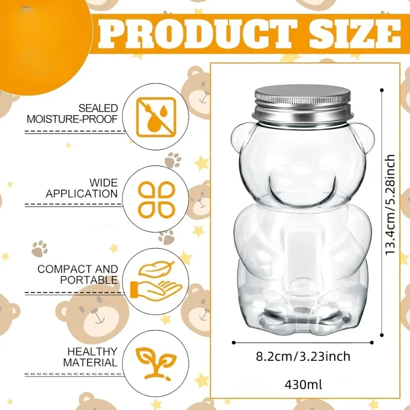500ml Kawaii Bear Water Bottle, Portable Transparent Drinking Cup for Milk Tea Coffee Juice, Home Beverage Drink Bottle