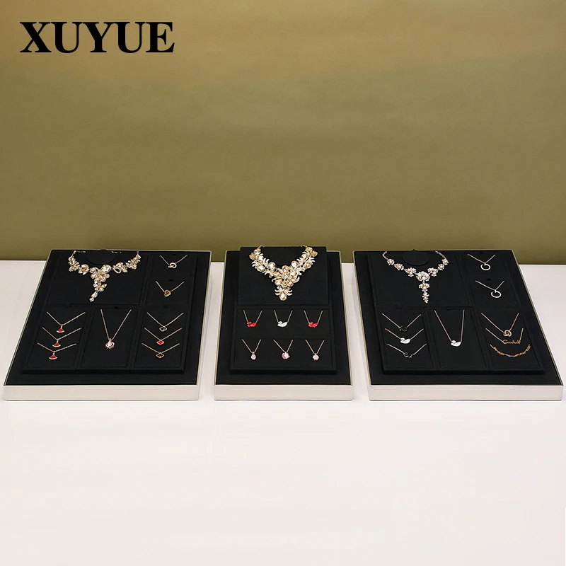 Jewelry counter display props Exhibition counter High end metal bracelets, necklaces, rings, earrings Jewelry display props