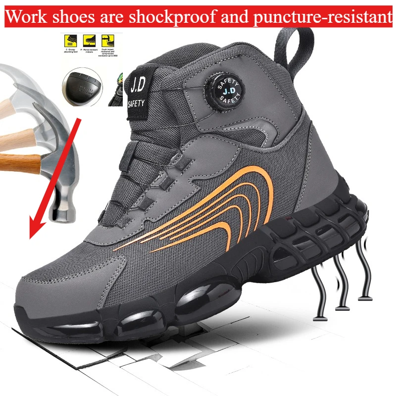 

Защитная обувь с вращающейся кнопкой, мужская рабочая обувь с защитой от ударов и проколов, модная мужская защитная спортивная обувь, защитные ботинки мужские