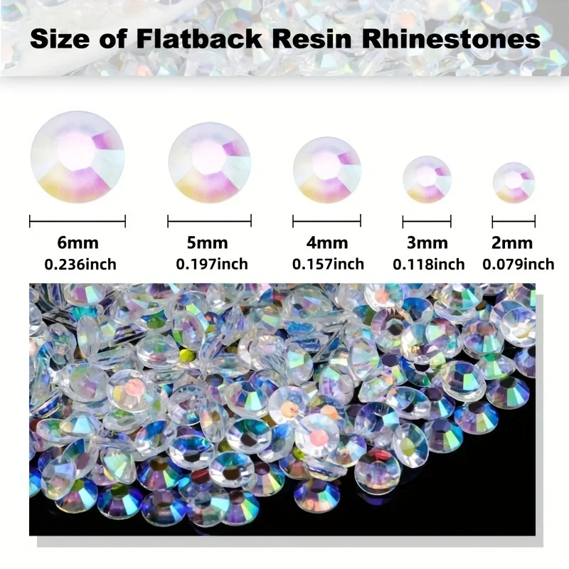 Resin Jelly Rhinestones White Jet Black AB 6mm-500pcs Non Hotfix Flatback Rhinestone For Nail Art Garment Decoration DIY