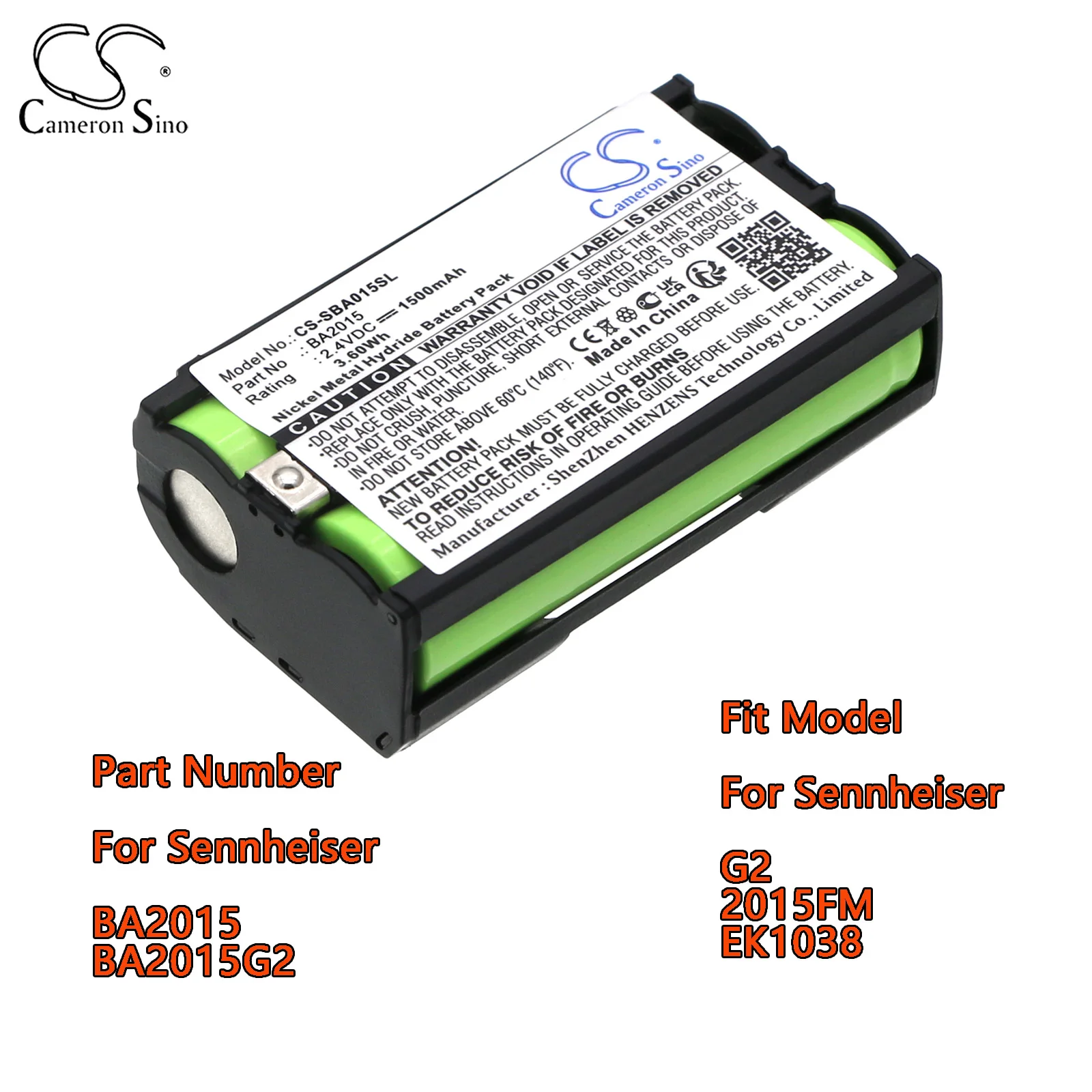 Cameron Sino 1500mAh Wireless Headset Battery For Sennheiser G2 2015FM EK1038 Part Number For Sennheiser BA2015 BA2015G2
