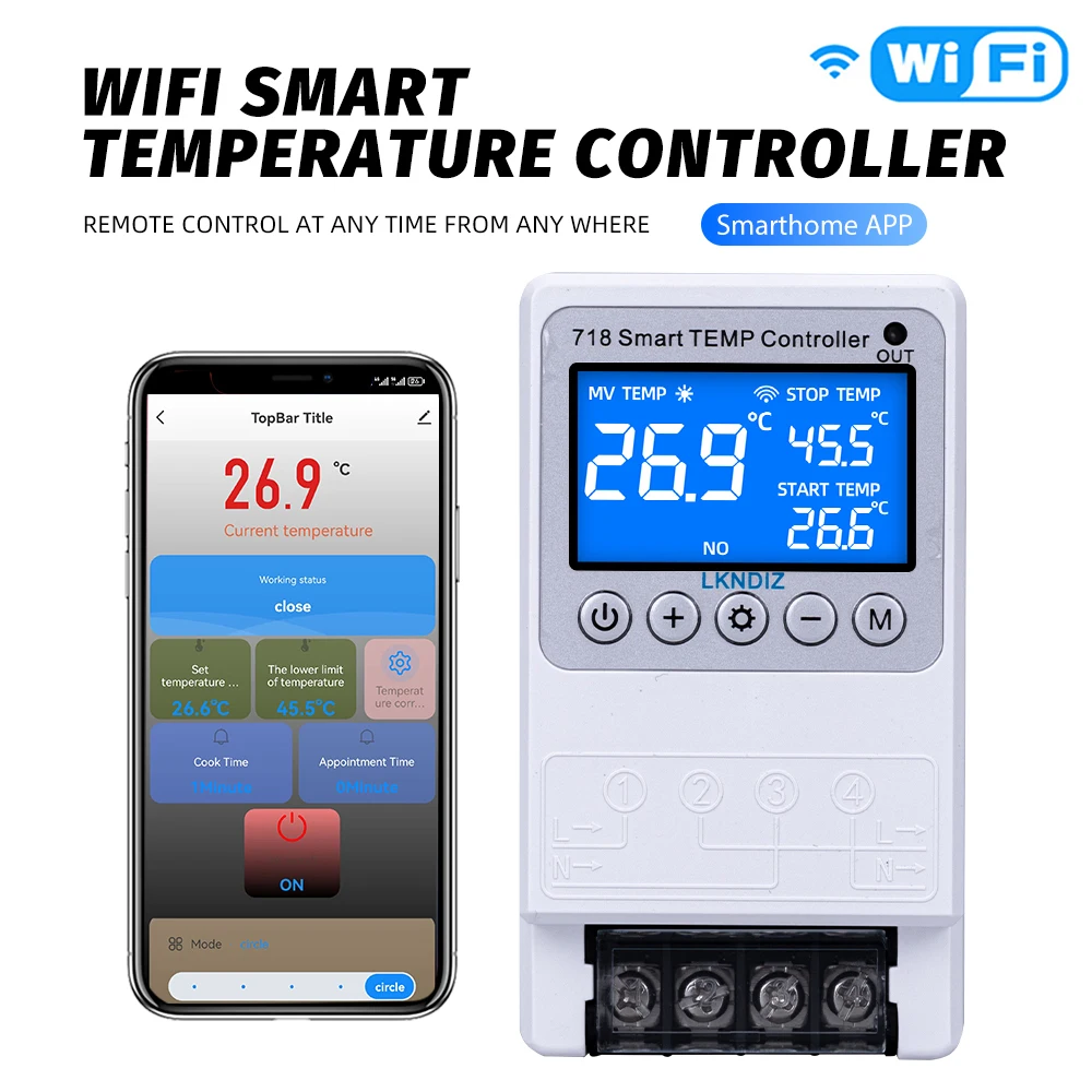 

Smart Wifi Temperature Controller Constant Thermostat Control Timing Control Switch Cycle Control Multiple Sensor Head Option