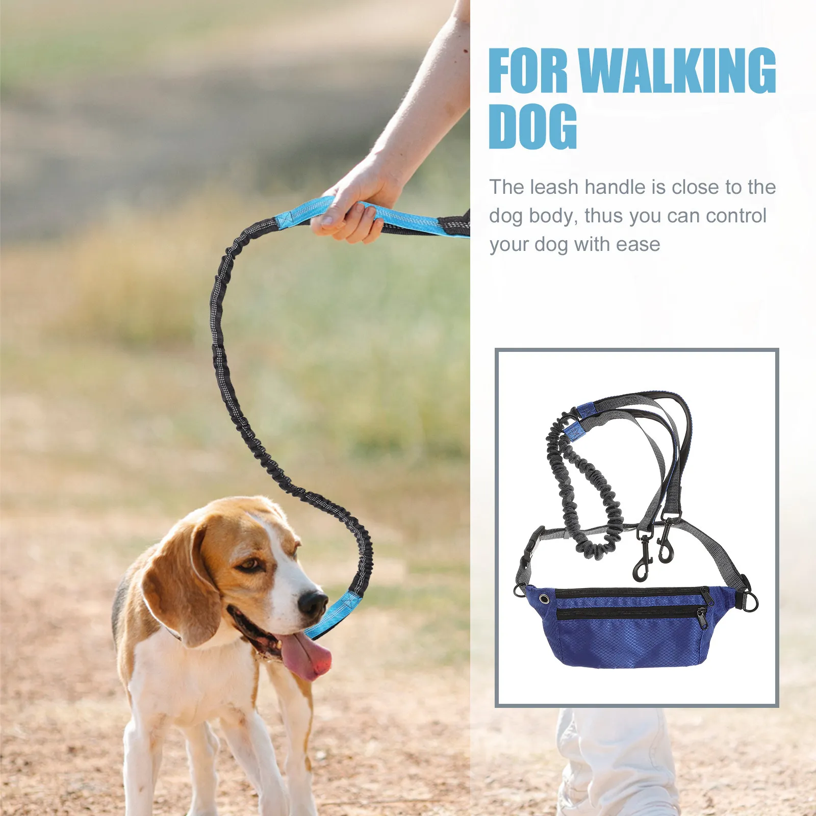 

1Set Pet Traction Rope Waist Pouch Dog Leash Adjustable Hands Free Dog Running Leash for Outdoor Walking and Puppy Training