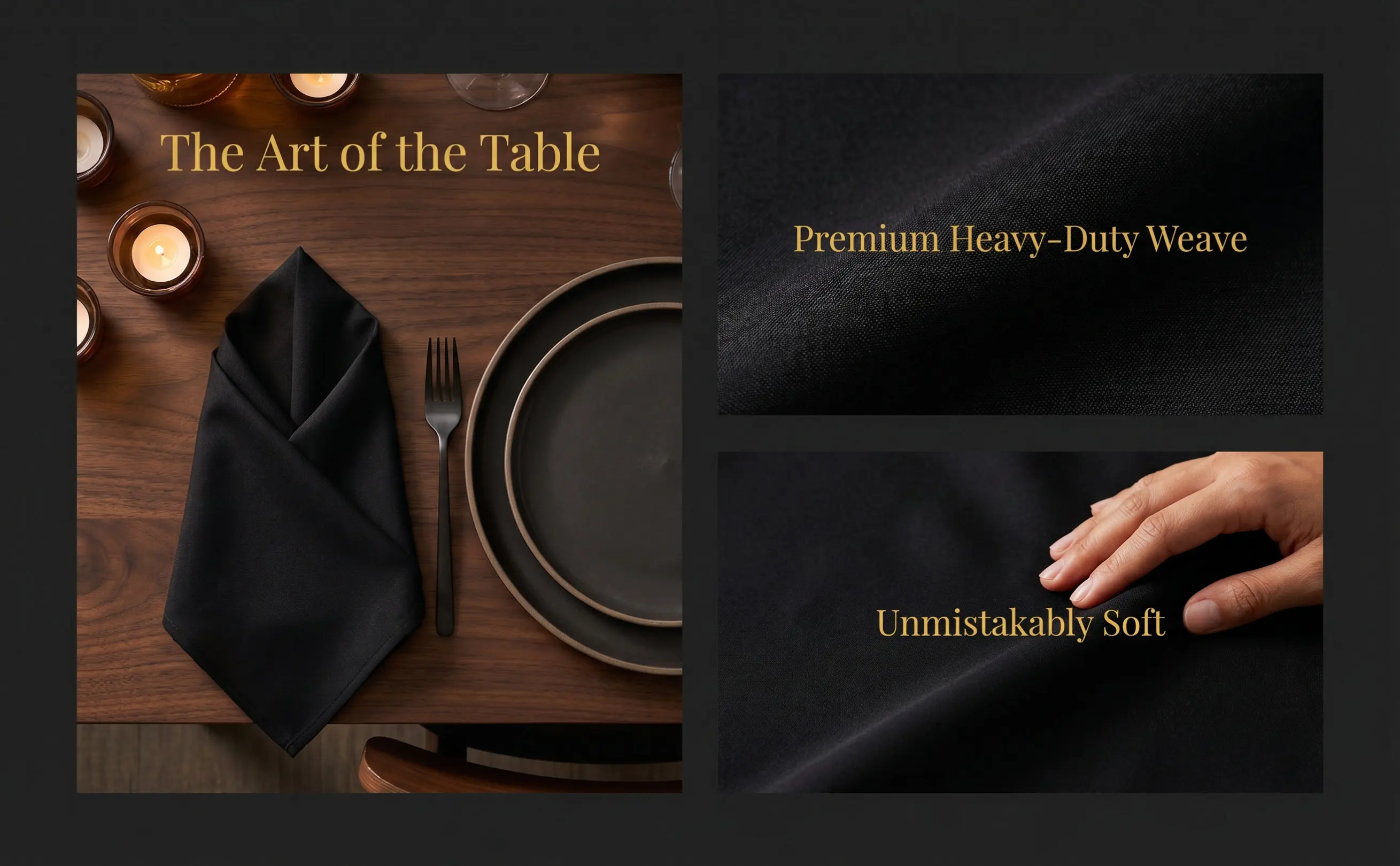 Cocktail Fabric Napkins Black Washable Reusable Beverage Dinner Cloth Dining Table Decor Bathroom Holder