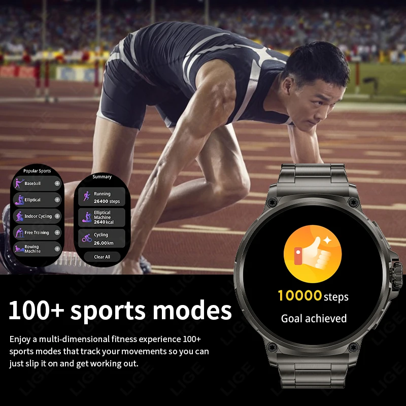 LIGE 2025 Nuovo Militare 710mAh Grande Batteria Smartwatch Da Uomo 1.85 "Ultra HD Chiamata Bluetooth Pressione Sanguigna Ossigeno Nel Sangue Smart Watch