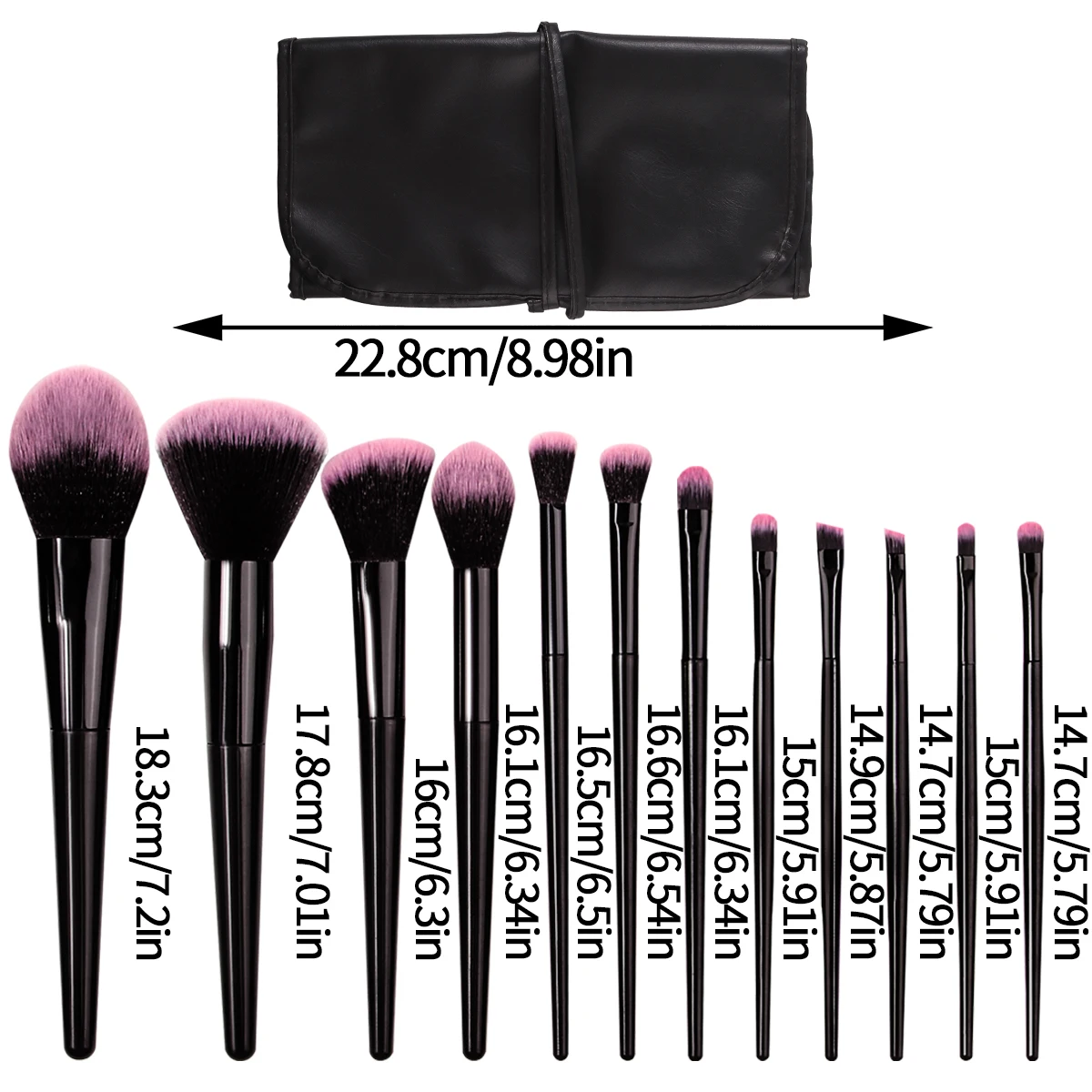 12PCS soft loose powder blush Contour Setting Concealer makeup brush set +1PCS portable makeup brush strap bag
