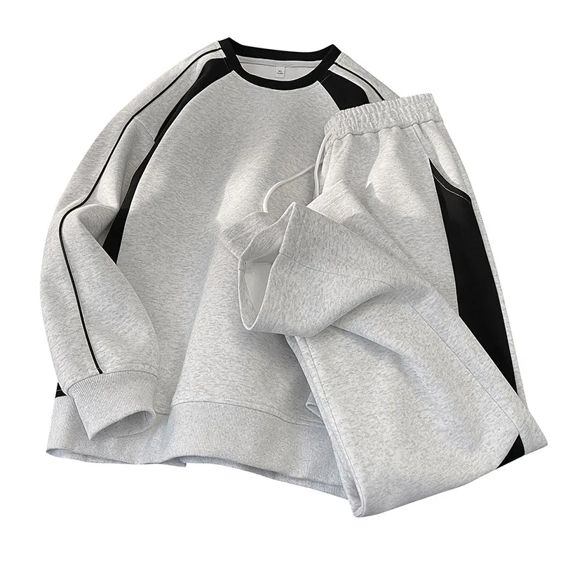 

Мужской спортивный костюм-двойка: свитшот и брюки в стиле пэчворк, уличная спортивная одежда, комплект для мужчин