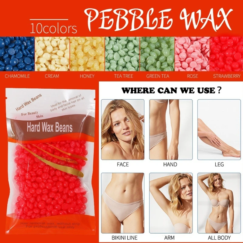 100g Whole Body Depilating Wax 10 Color Paper-Free Solid Hard Beeswax Hair Removal Beans Intimate Hair Removal Results Supplies view 2