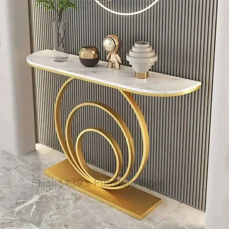 

Console Nordic Simple Porch Hallway Table Semi-circular Table Luxury Metal Living Room Side Table Door Entrance Home Decoration