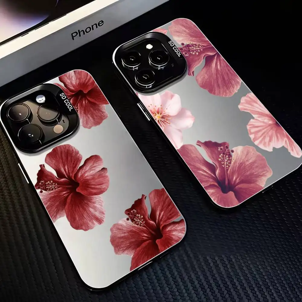 

Flower Lily Hibiscue Beauty Phone Case For iPhone17,16,15,14,13,12,11 Plus,Pro Max Black Matte Shockproof Cover