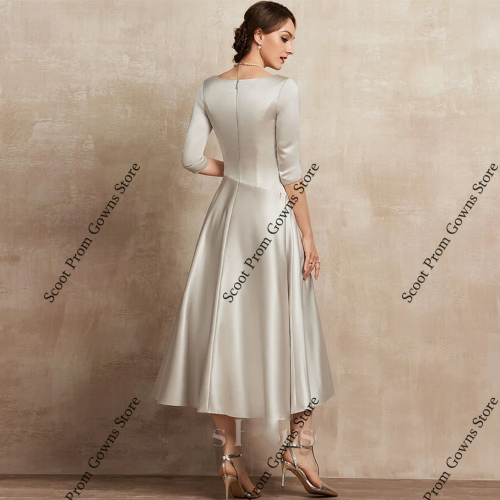 فساتين أم العروس بلون الشمبانيا 3/4 كم فساتين حفلات الزفاف للنساء 2025 صيف جديد شيفون للشاطئ رداء السهرة