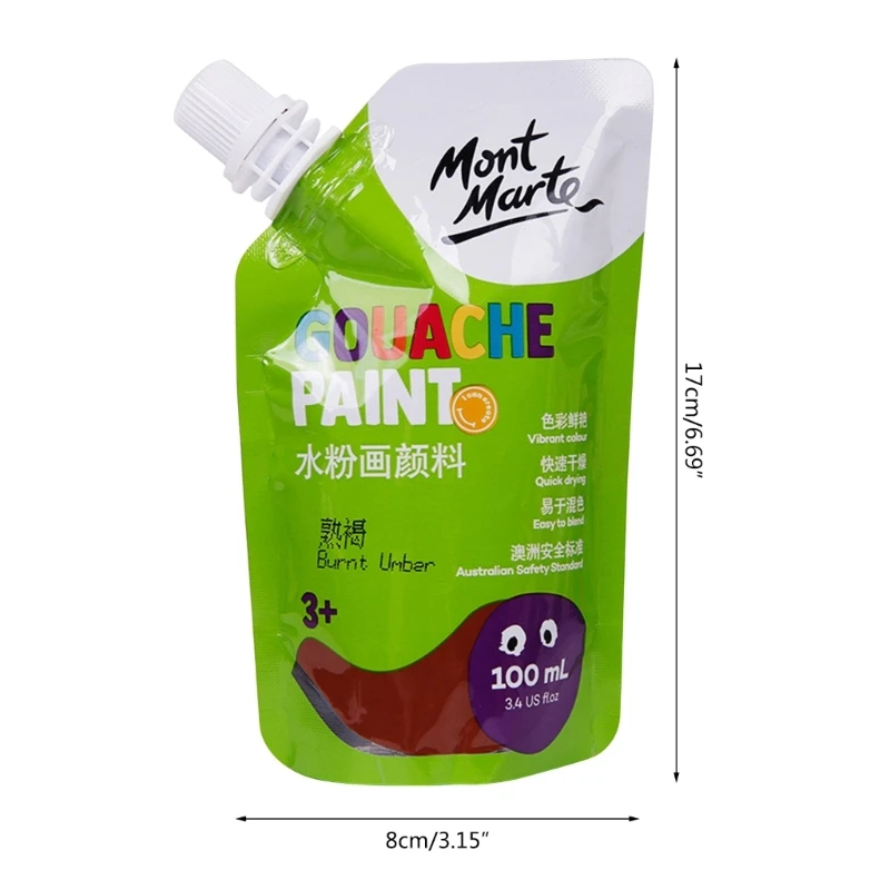 11 màu Gouache Paint 100ml Túi đựng trong túi Màu nước Sắc tố phong phú, không độc hại
