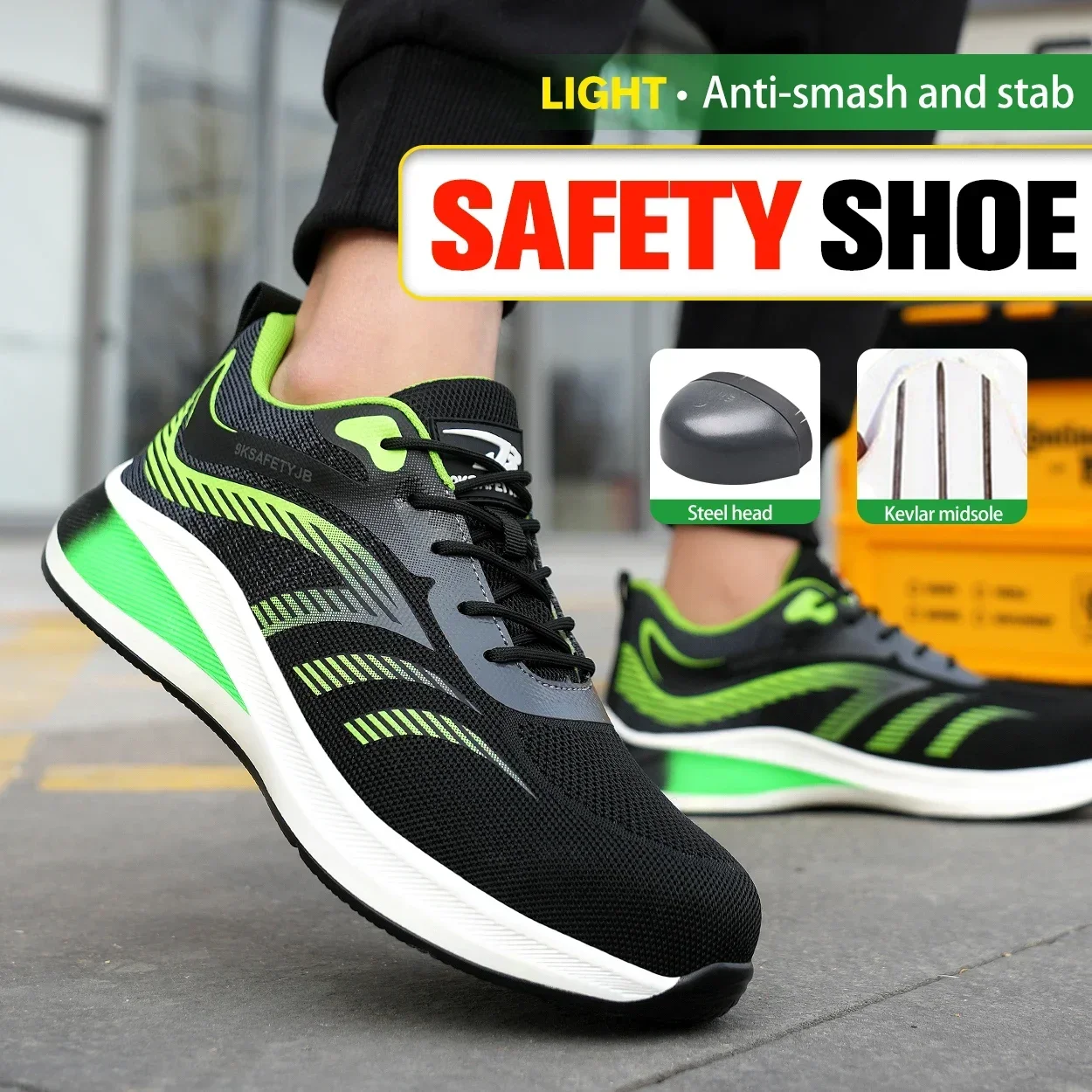 New 2024 Fashion Men Safety Shoes Steel Toe Sneakers Lightweight Anti-smash Anti-puncture Man Breathable Work Safety Boots