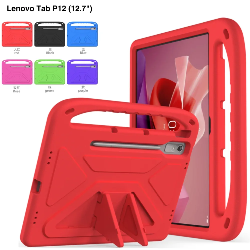 Soft EVA Case for Lenovo Tab P12 12.7 inch Shockproof Design Stand Tablet Cover Kids for Xiaoxin Pad Pro 12.7 TB-370FU TB-371FC