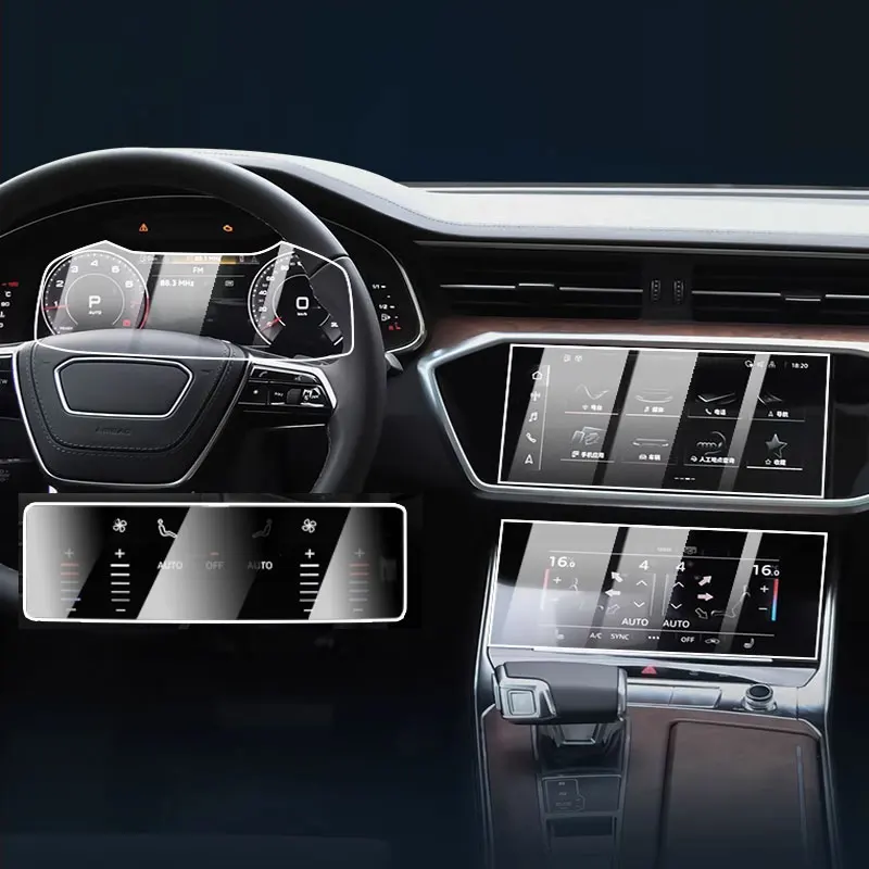 Osłona ze szkła hartowanego do audi A6 lub A7 2019-2024 Nawigacja samochodowa GPS i panel przyrządów Folia ochronna ekranu LCD