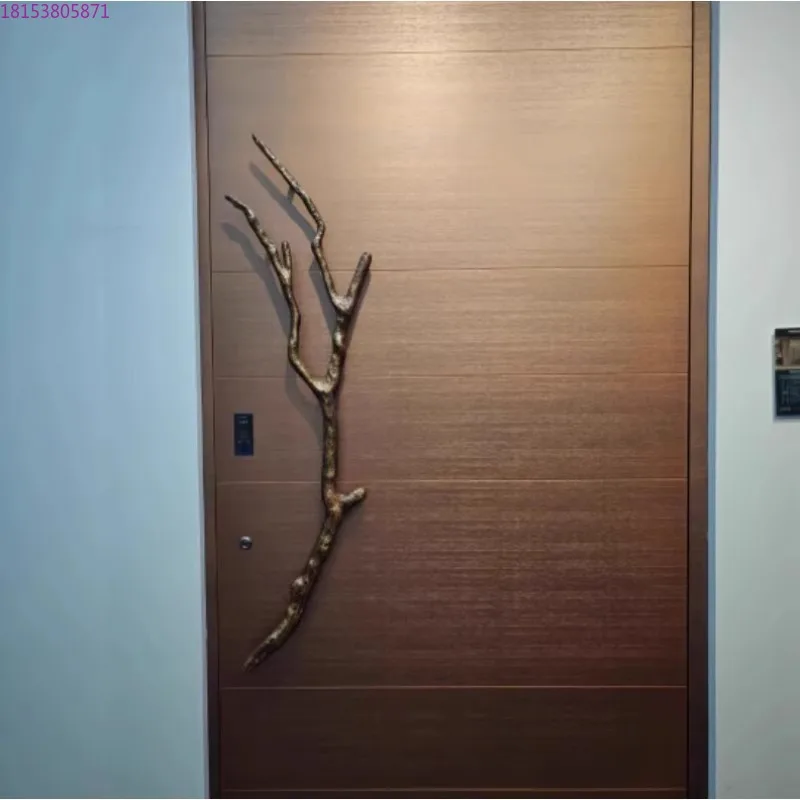 Frameless glass door handle tree pole titanium gold special-shaped personalized vine high-end door handle