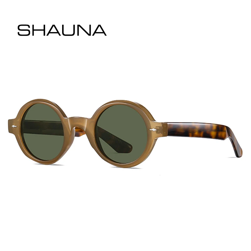 SHAUNA Retro Round Punk Men occhiali da sole polarizzati Fashion Clear Anti Blue Light Eyewear donna rivetti di lusso occhiali da sole UV400