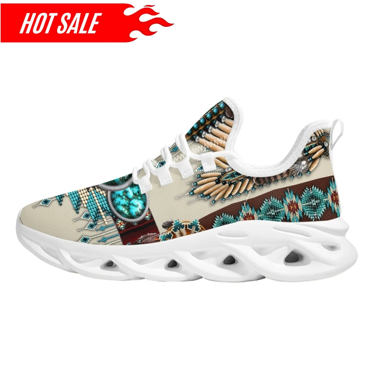 Ethnic Tribal Aztec Platform Shoes for Women Casual Mesh Shoes Dreamcatchers Print Breathable Lace up Mesh Sneakers