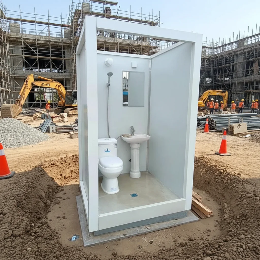 Modern Steel Portable Toilet Prefabricated Bathroom with Sandwich Panel for Outdoor Use and Easy Installation