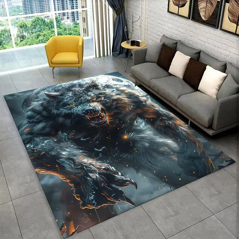Fenrir Wolf Spirit Moon Dream Animal Large Area Rug Non-slip Carpet for Bedroom Living Room Sofa Doormat Home Decor Floor Mat