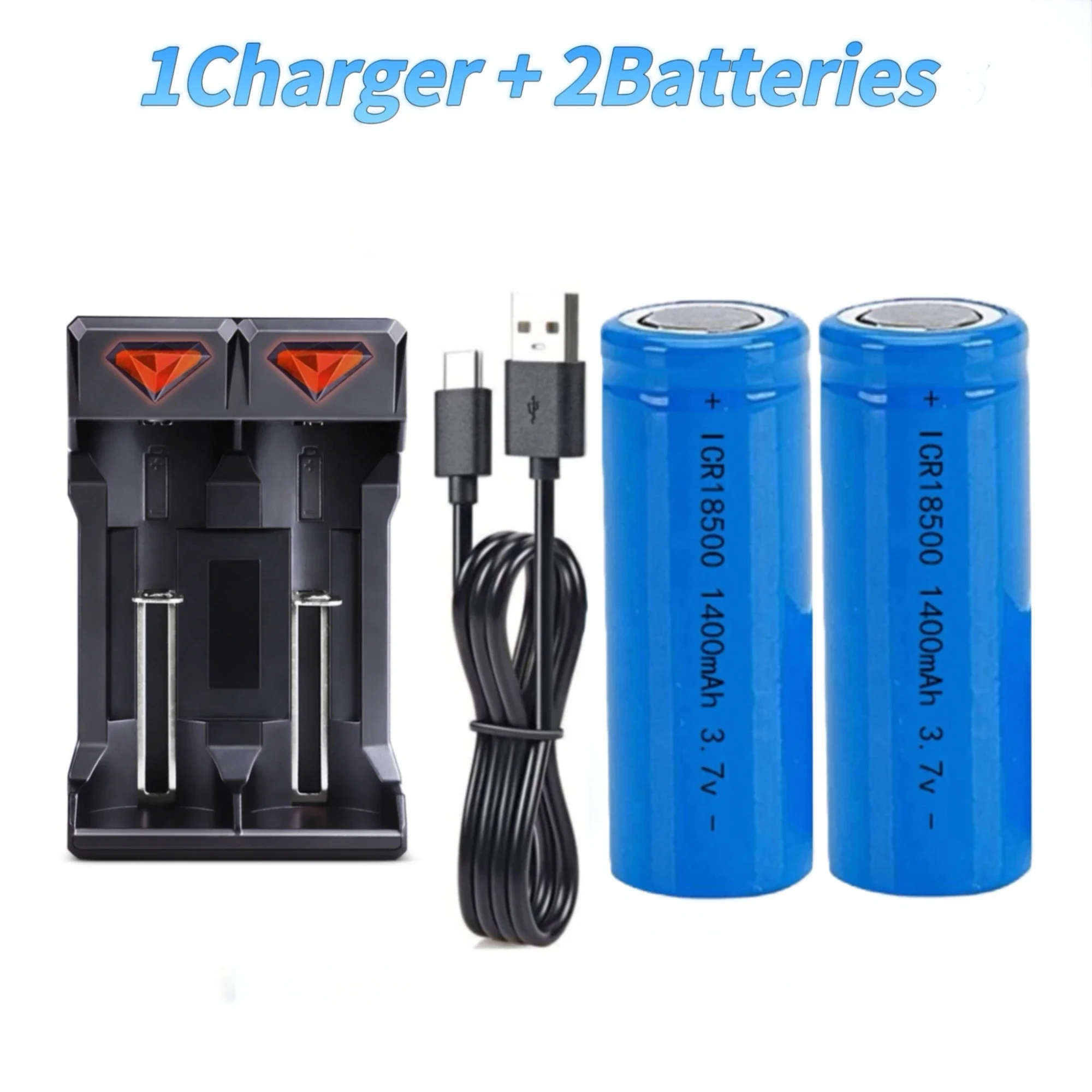 18500 rechargeable lithium battery 3.7V 1400mAh Charger for Flashlight Speaker Electric toothbrush Radio Shaver Power bank