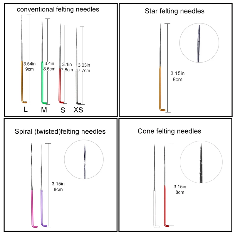 MIUSIE 50 szt. Igła do filcu z filcu wełnianego zestaw narzędzi dla początkujących szycie do rękodzieła z wełny igła do filcowania materiały