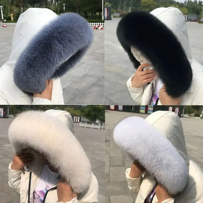 

Real Fox Fur Collar For Women Natural Fur Scarves Shawl Ladies Warm Neck Warmer Scarf Black Fur Jackets Hood Fur Shawl Wraps