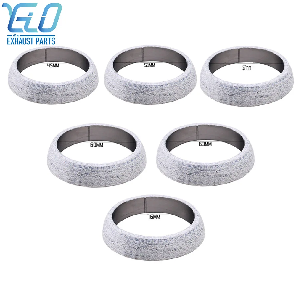 1PC Exhaust Muffler Seal Ring Stainless Steel Inner Dia 45-76mm High Temperature Resistant Flange Gasket Universal Car