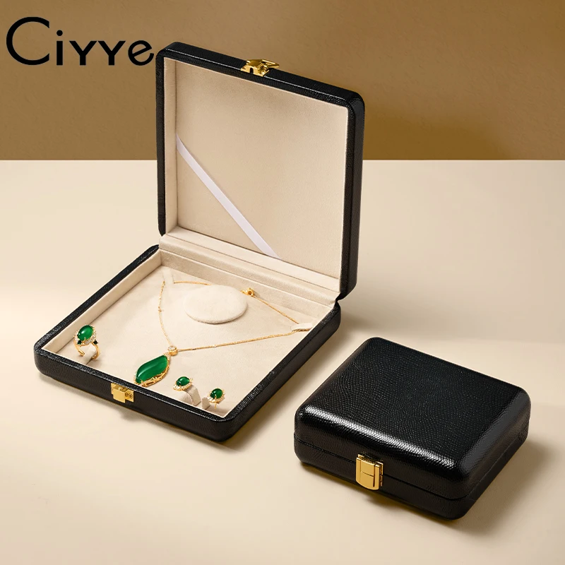 

Ciyye Luxury Jewelry Box Jewelry Organizer Black PU Leather Ring Necklace Earrings Jewelry Storage Box Jewelry Display Packaging