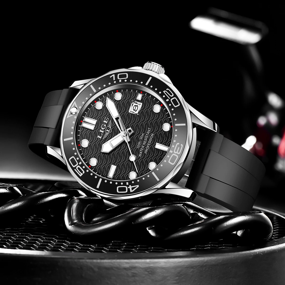 LIGE Men Watch Business Date Watch for Men Luxury Sport Quartz Watches Waterproof Luminous Silicone Wristwatch Relogio Masculino
