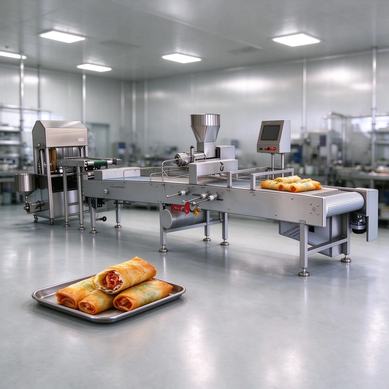 Spring Roll Wrapper Making Machine, Automatic Flour Dusting System, Custom Factory Processing Equipment Custom