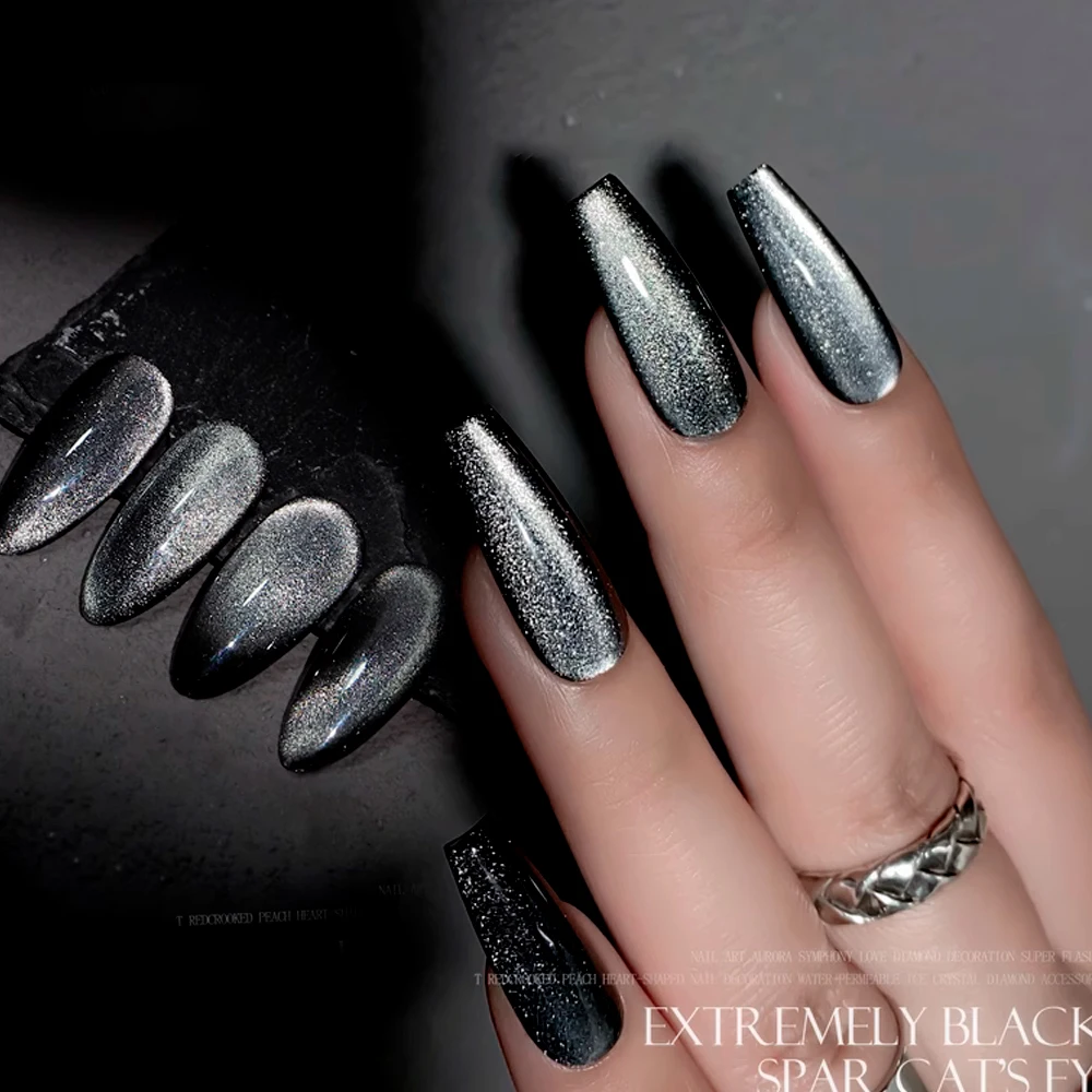 Kodies Gel schwarzer Holm Katzenauge Gel Nagellack 15ml Magnet lack semi permanente UV/LED reflektierende Glitzer Basis Gel Lacke