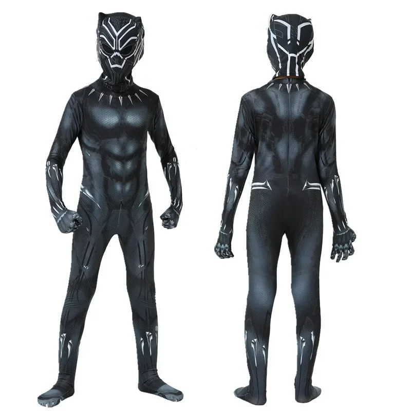 2025 Anime nuevo superhéroe negro niños Pantera hombres niños adultos monos niños Pantera Cosplay disfraz de Halloween monos vestido