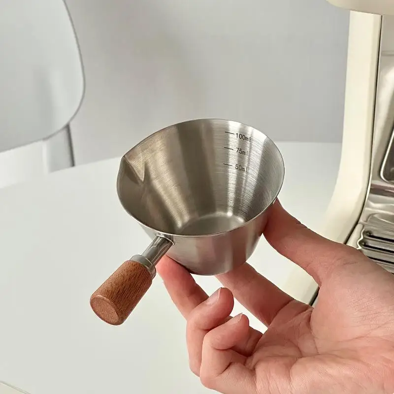 ถ้วยตวงกาแฟสแตนเลส - ถ้วยเอสเปรสโซและนมอเนกประสงค์ขนาด 100 มล. พร้อมเครื่องหมายวัด