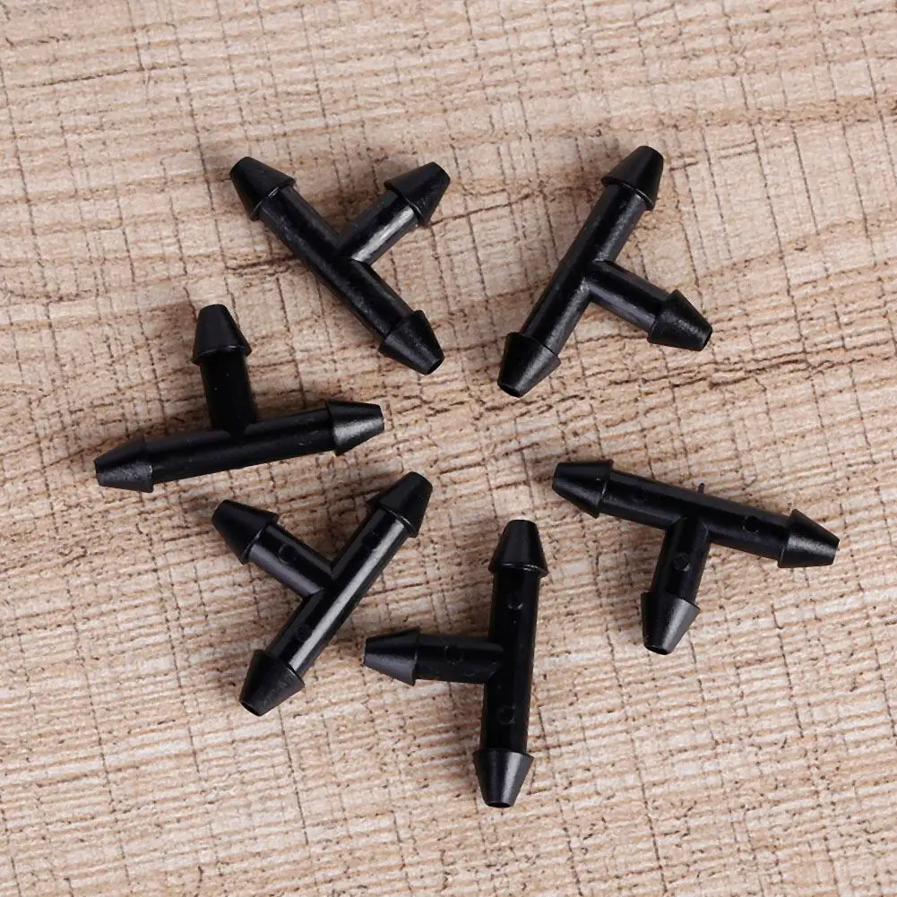 50pcs 3/5 Tee Connectors Plastic Micro Drip Pipe Connector Universal Portable Multi-function Lightweight for Watering Systems