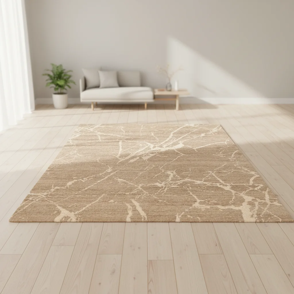 ！@Camel/Natural Color Abstract Natural Marble Look Handmade Wool Jute Carpet High Pile Soft Hand Sheared Living Room Rug