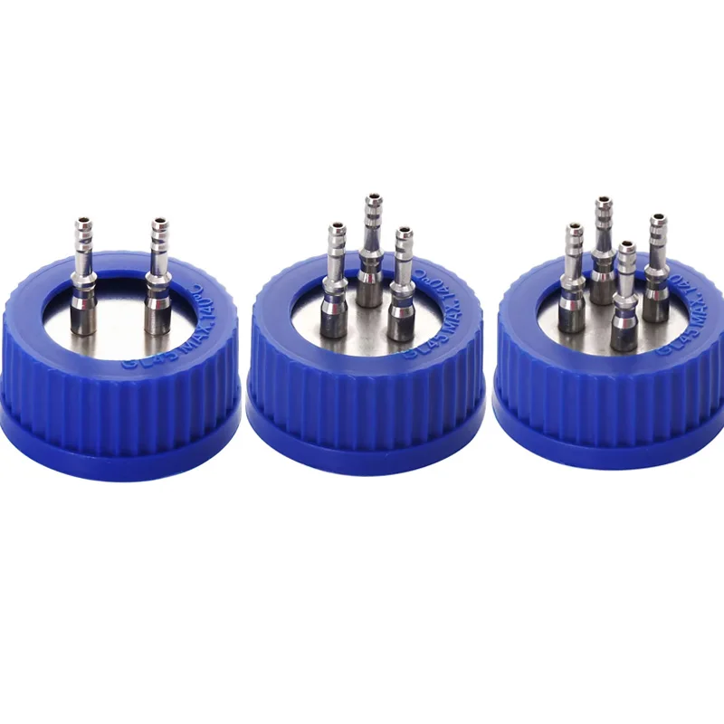 Fermentation Tank Reactor Feed Cover Stainless Steel Jar Lid with SS Bards Blue Headspace Cap SS Refill Cover For Tube 5 mm